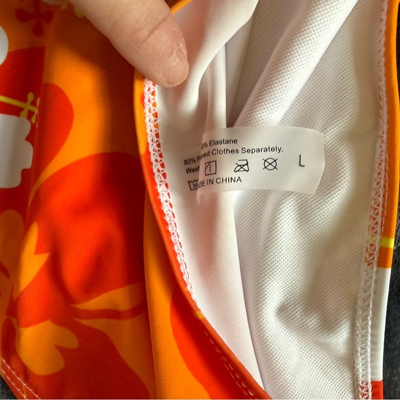 Orange Floral tropical two piece tankini Set NEW large - Picture 6 of 6